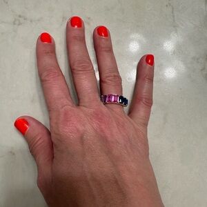 Elegant Multicolor Sapphire Sterling Silver Ring